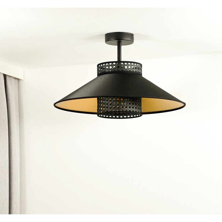 Duolla - Surface-mounted chandelier RIO RATTAN 1xE27/15W/230V d. 45 cm black/gold