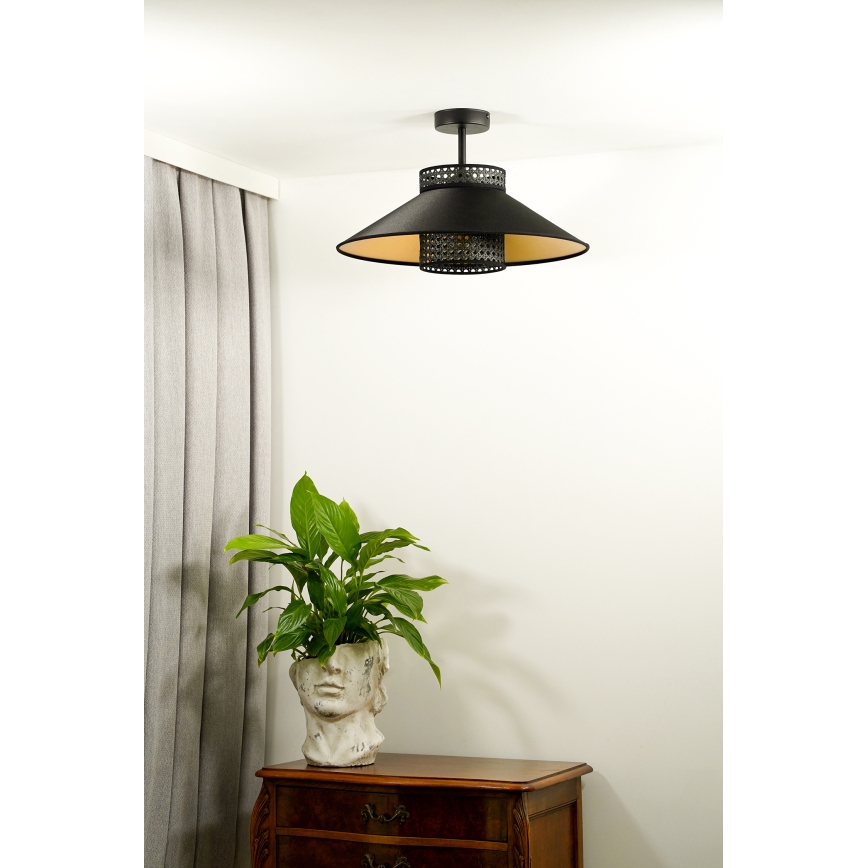 Duolla - Surface-mounted chandelier RIO RATTAN 1xE27/15W/230V d. 45 cm black/gold