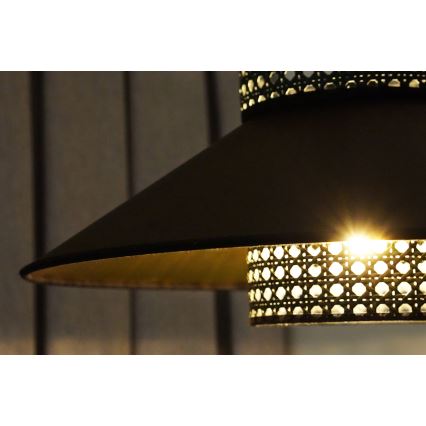 Duolla - Surface-mounted chandelier RIO RATTAN 1xE27/15W/230V d. 45 cm black/gold