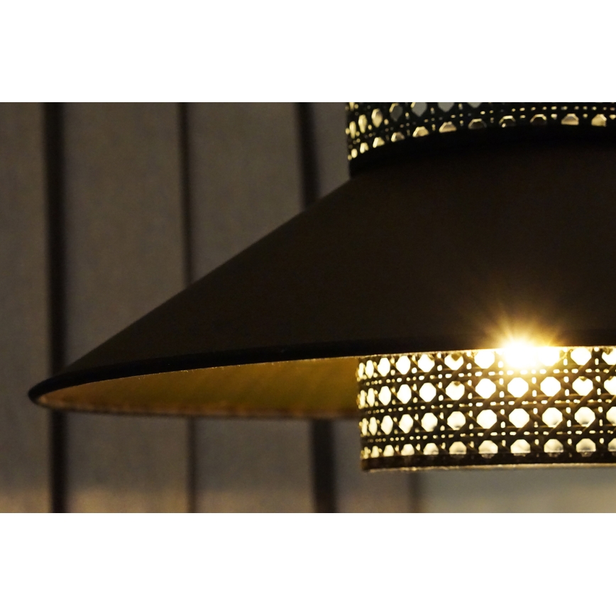 Duolla - Surface-mounted chandelier RIO RATTAN 1xE27/15W/230V d. 45 cm black/gold