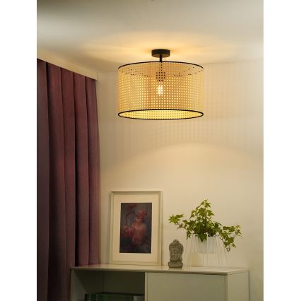 Duolla - Surface-mounted chandelier ROLLER RATTAN 1xE27/15W/230V d. 45 cm beige/black