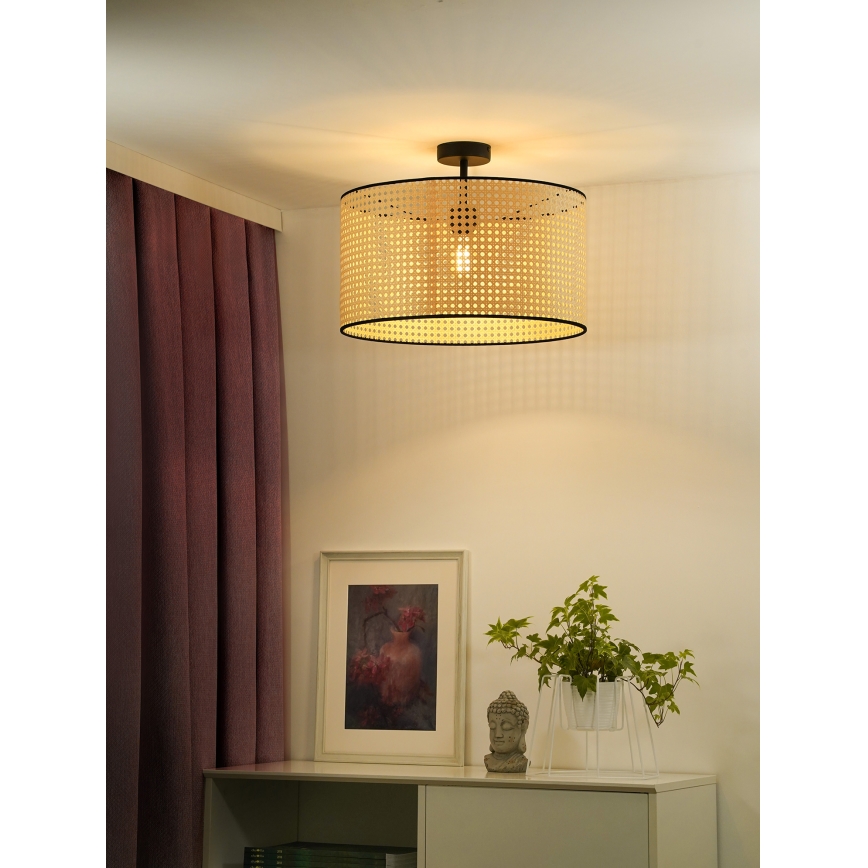 Duolla - Surface-mounted chandelier ROLLER RATTAN 1xE27/15W/230V d. 45 cm beige/black