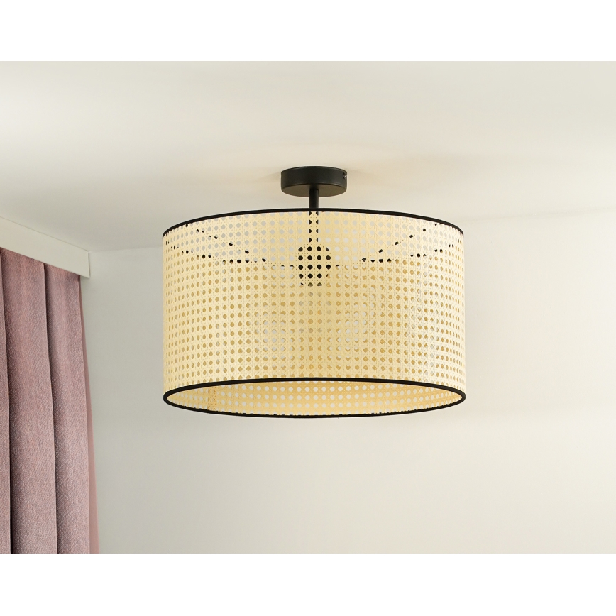 Duolla - Surface-mounted chandelier ROLLER RATTAN 1xE27/15W/230V d. 45 cm beige/black
