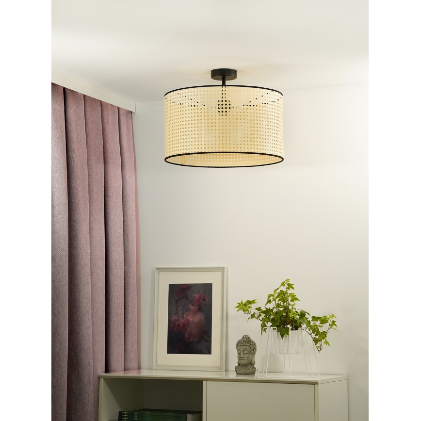 Duolla - Surface-mounted chandelier ROLLER RATTAN 1xE27/15W/230V d. 45 cm beige/black