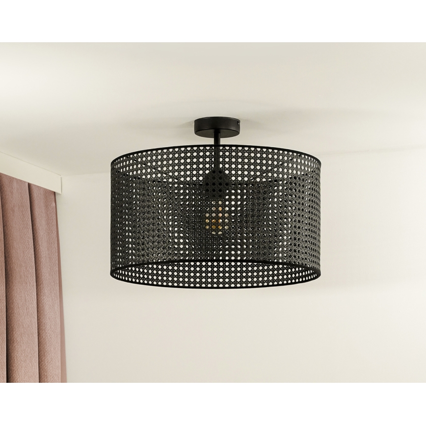 Duolla - Surface-mounted chandelier ROLLER RATTAN 1xE27/15W/230V d. 45 cm black