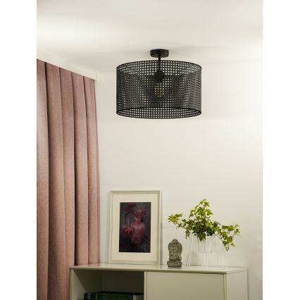 Duolla - Surface-mounted chandelier ROLLER RATTAN 1xE27/15W/230V d. 45 cm black
