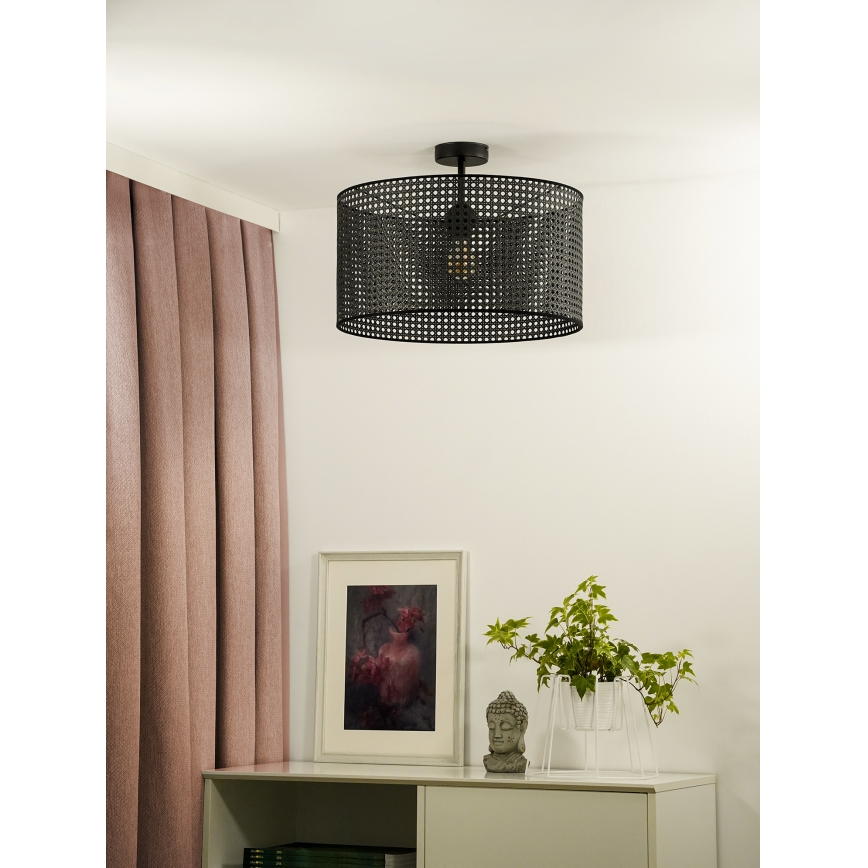 Duolla - Surface-mounted chandelier ROLLER RATTAN 1xE27/15W/230V d. 45 cm black