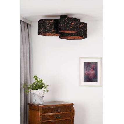 Duolla - Surface-mounted chandelier ROLLER TRIO HEX 3xE27/15W/230V black/copper