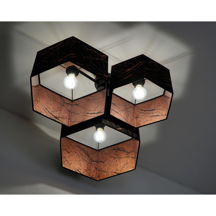 Duolla - Surface-mounted chandelier ROLLER TRIO HEX 3xE27/15W/230V black/copper