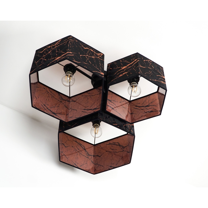 Duolla - Surface-mounted chandelier ROLLER TRIO HEX 3xE27/15W/230V black/copper