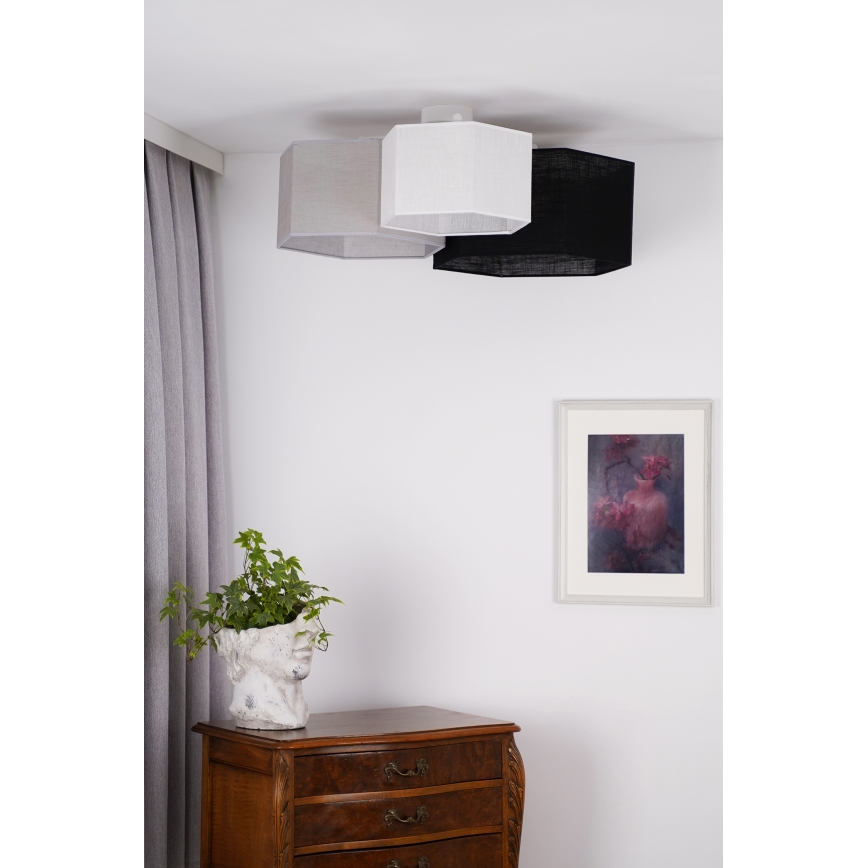 Duolla - Surface-mounted chandelier ROLLER TRIO HEX 3xE27/15W/230V black/grey/white