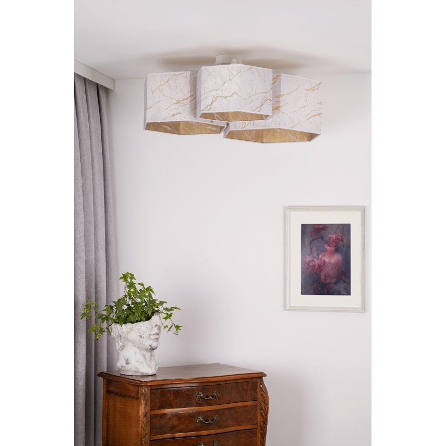 Duolla - Surface-mounted chandelier ROLLER TRIO HEX 3xE27/15W/230V white/gold