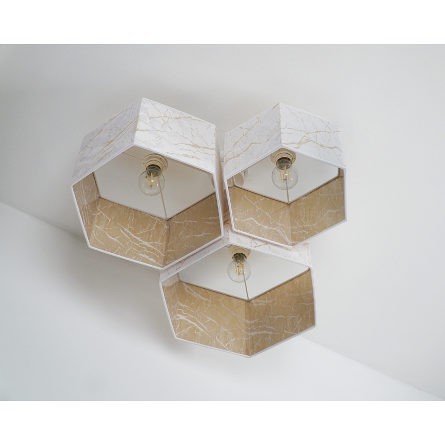 Duolla - Surface-mounted chandelier ROLLER TRIO HEX 3xE27/15W/230V white/gold