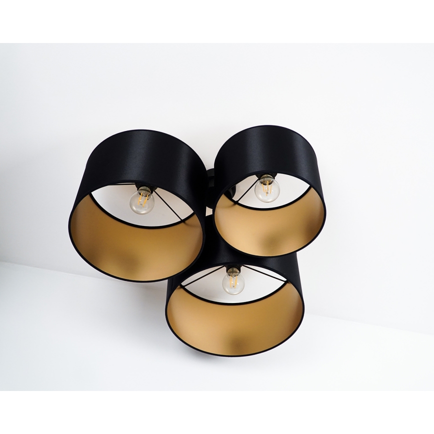 Duolla - Surface-mounted chandelier ROLLER TRIO SHINY 3xE27/15W/230V black/gold