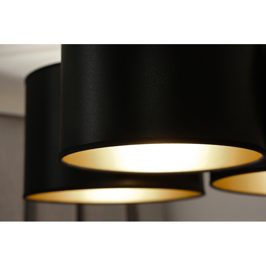 Duolla - Surface-mounted chandelier ROLLER TRIO SHINY 3xE27/15W/230V black/gold