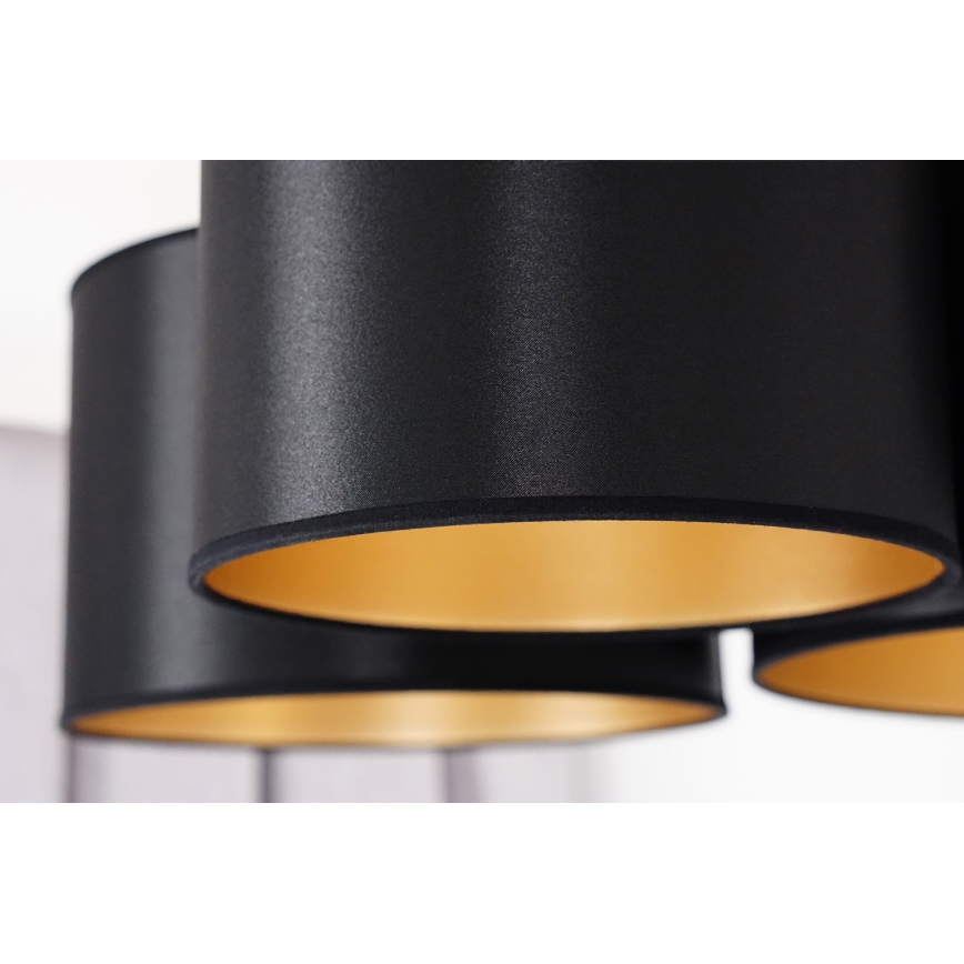Duolla - Surface-mounted chandelier ROLLER TRIO SHINY 3xE27/15W/230V black/gold