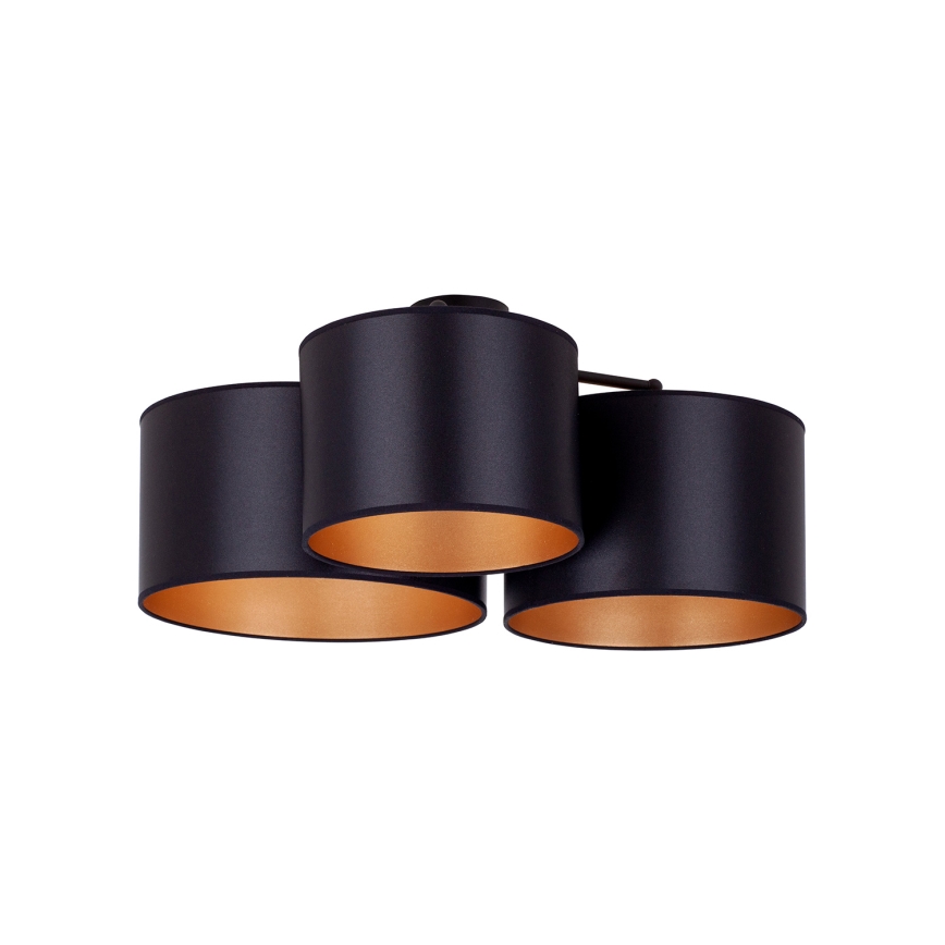 Duolla - Surface-mounted chandelier ROLLER TRIO SHINY 3xE27/15W/230V black/gold