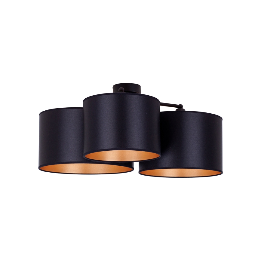 Duolla - Surface-mounted chandelier ROLLER TRIO SHINY 3xE27/15W/230V black/gold