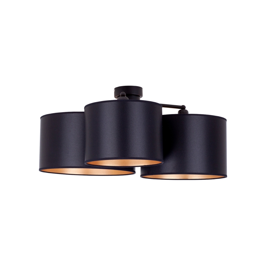 Duolla - Surface-mounted chandelier ROLLER TRIO SHINY 3xE27/15W/230V black/gold