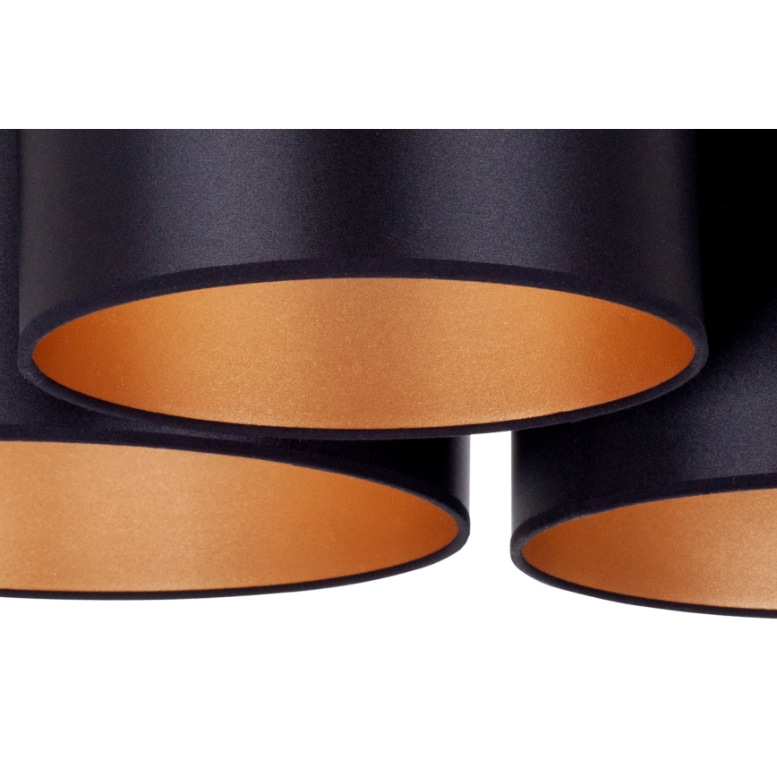 Duolla - Surface-mounted chandelier ROLLER TRIO SHINY 3xE27/15W/230V black/gold