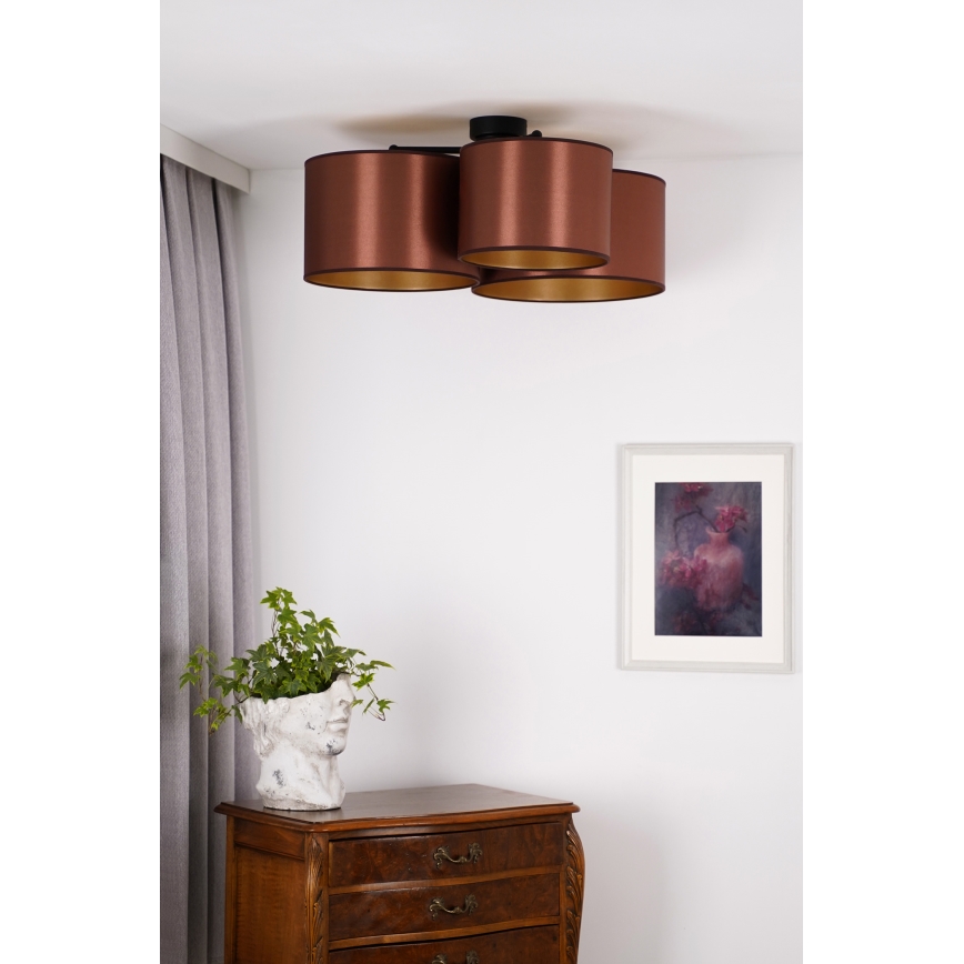 Duolla - Surface-mounted chandelier ROLLER TRIO SHINY 3xE27/15W/230V copper/gold
