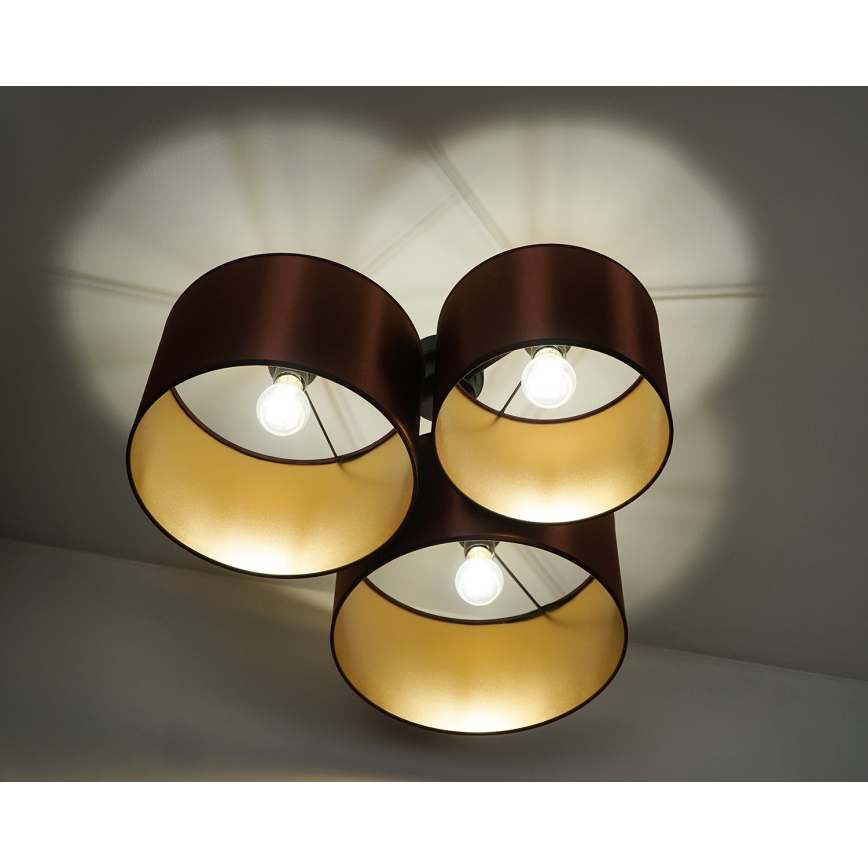 Duolla - Surface-mounted chandelier ROLLER TRIO SHINY 3xE27/15W/230V copper/gold