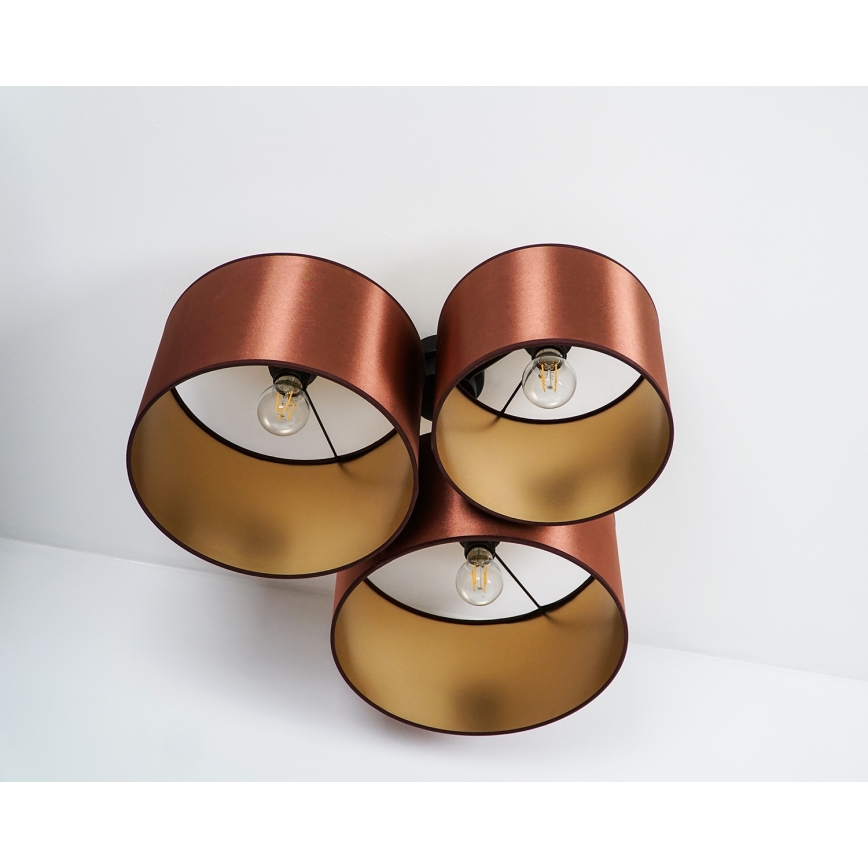 Duolla - Surface-mounted chandelier ROLLER TRIO SHINY 3xE27/15W/230V copper/gold