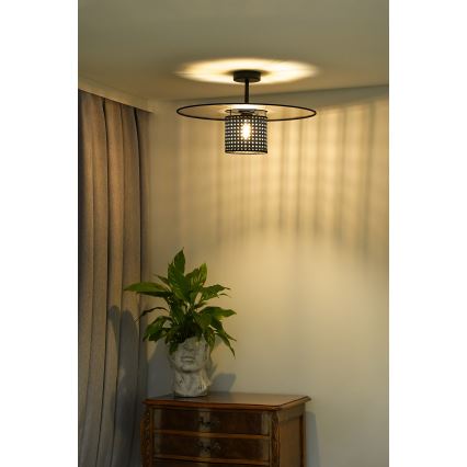 Duolla - Surface-mounted chandelier TOKYO RATTAN 1xE27/15W/230V d. 50 cm black/silver