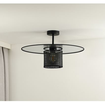 Duolla - Surface-mounted chandelier TOKYO RATTAN 1xE27/15W/230V d. 50 cm black/silver