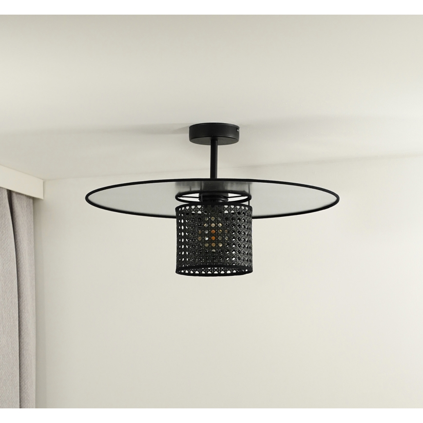 Duolla - Surface-mounted chandelier TOKYO RATTAN 1xE27/15W/230V d. 50 cm black/silver