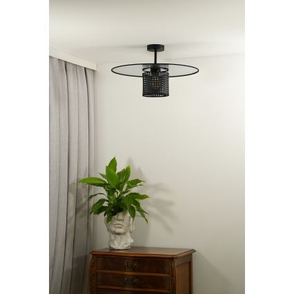 Duolla - Surface-mounted chandelier TOKYO RATTAN 1xE27/15W/230V d. 50 cm black/silver