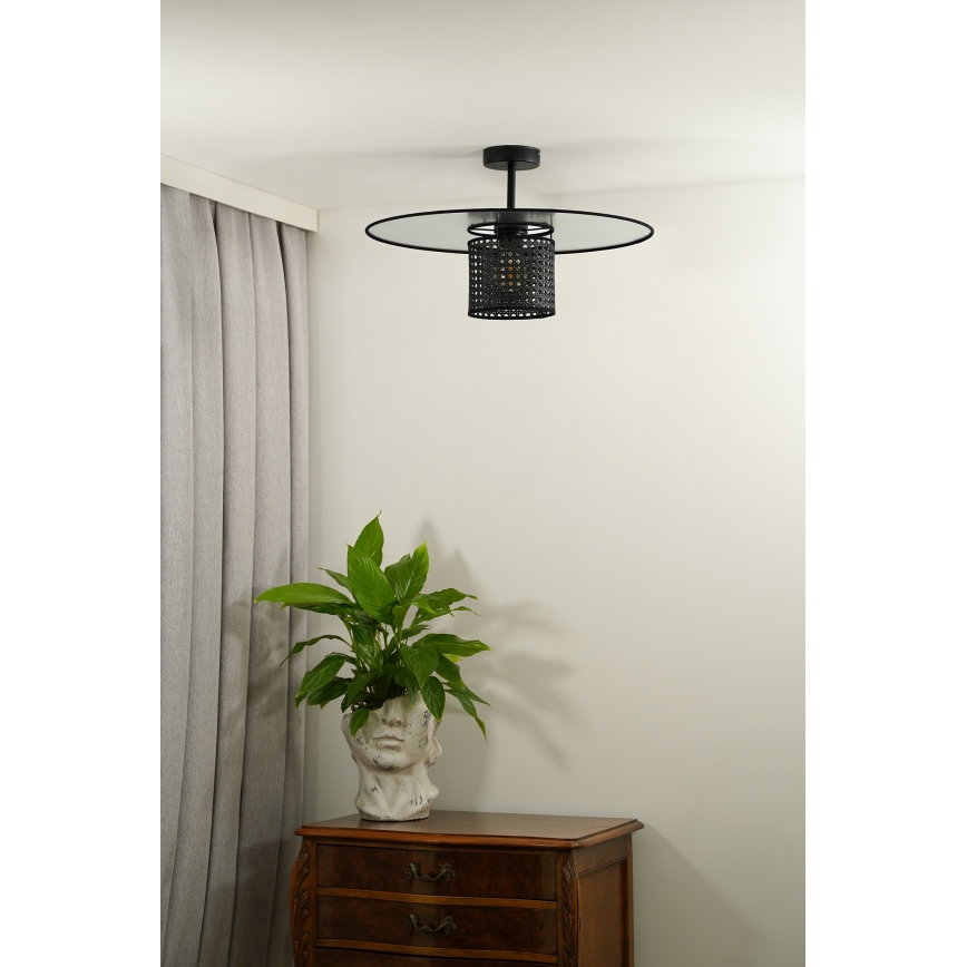 Duolla - Surface-mounted chandelier TOKYO RATTAN 1xE27/15W/230V d. 50 cm black/silver