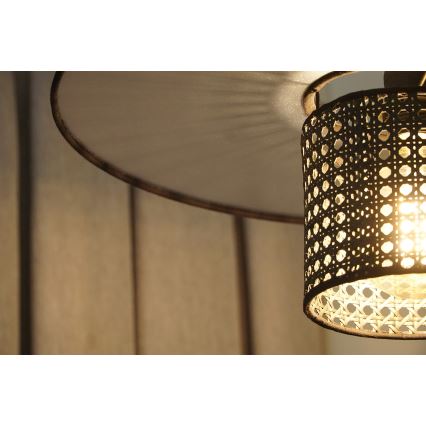 Duolla - Surface-mounted chandelier TOKYO RATTAN 1xE27/15W/230V d. 50 cm black/silver