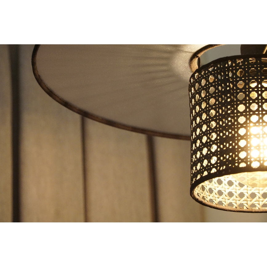 Duolla - Surface-mounted chandelier TOKYO RATTAN 1xE27/15W/230V d. 50 cm black/silver