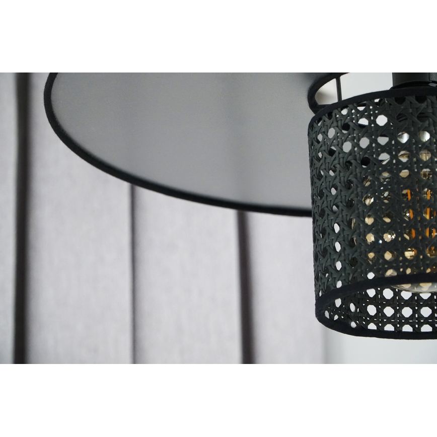 Duolla - Surface-mounted chandelier TOKYO RATTAN 1xE27/15W/230V d. 50 cm black/silver