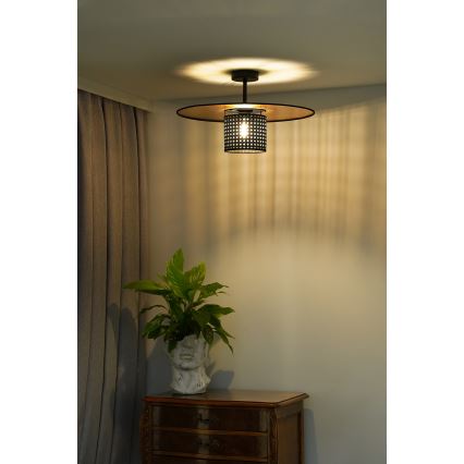 Duolla - Surface-mounted chandelier TOKYO RATTAN 1xE27/15W/230V d. 50 cm gold/black