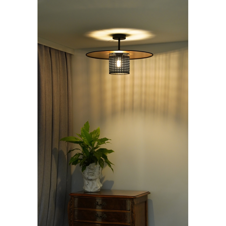 Duolla - Surface-mounted chandelier TOKYO RATTAN 1xE27/15W/230V d. 50 cm gold/black
