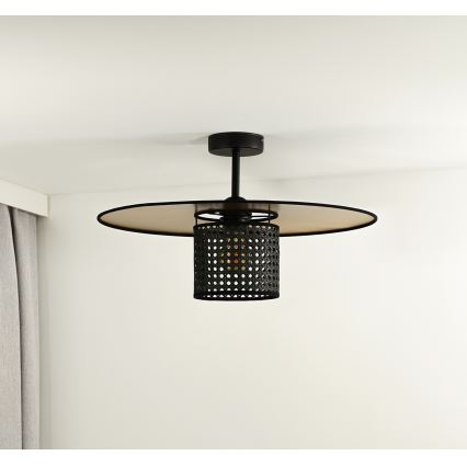 Duolla - Surface-mounted chandelier TOKYO RATTAN 1xE27/15W/230V d. 50 cm gold/black