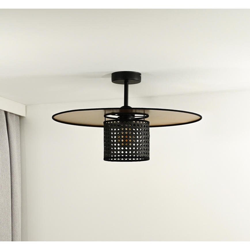 Duolla - Surface-mounted chandelier TOKYO RATTAN 1xE27/15W/230V d. 50 cm gold/black
