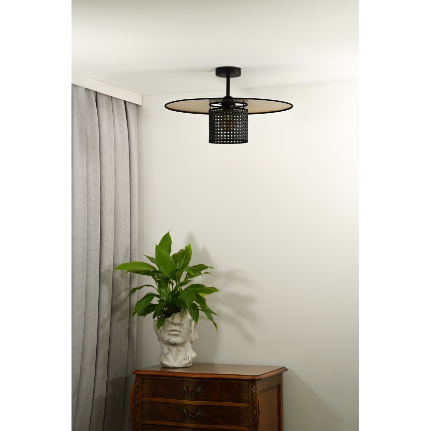 Duolla - Surface-mounted chandelier TOKYO RATTAN 1xE27/15W/230V d. 50 cm gold/black