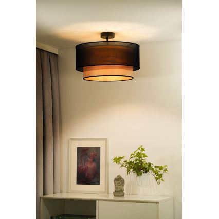 Duolla - Surface-mounted chandelier WOOD BOHO 1xE27/15W/230V d. 45 cm black/beige