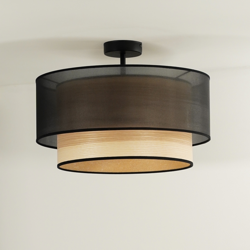 Duolla - Surface-mounted chandelier WOOD BOHO 1xE27/15W/230V d. 45 cm black/beige