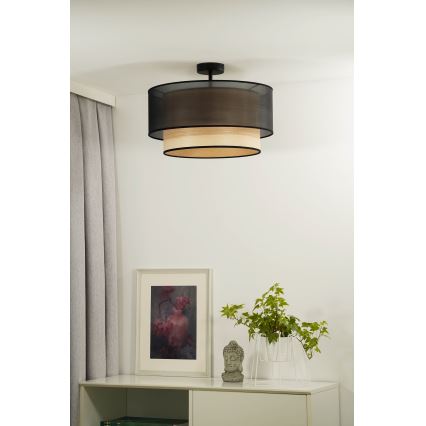 Duolla - Surface-mounted chandelier WOOD BOHO 1xE27/15W/230V d. 45 cm black/beige