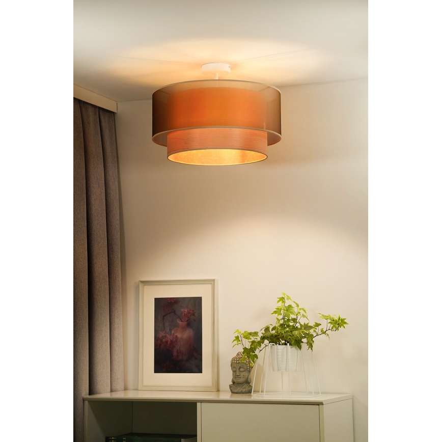 Duolla - Surface-mounted chandelier WOOD BOHO 1xE27/15W/230V d. 45 cm copper/beige