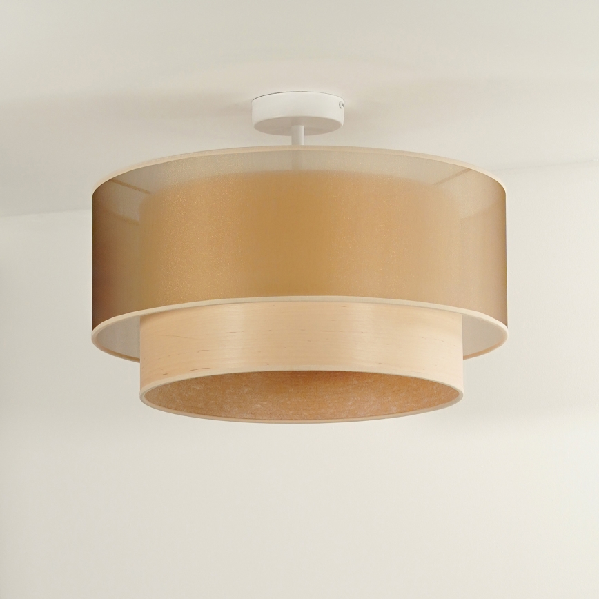 Duolla - Surface-mounted chandelier WOOD BOHO 1xE27/15W/230V d. 45 cm copper/beige