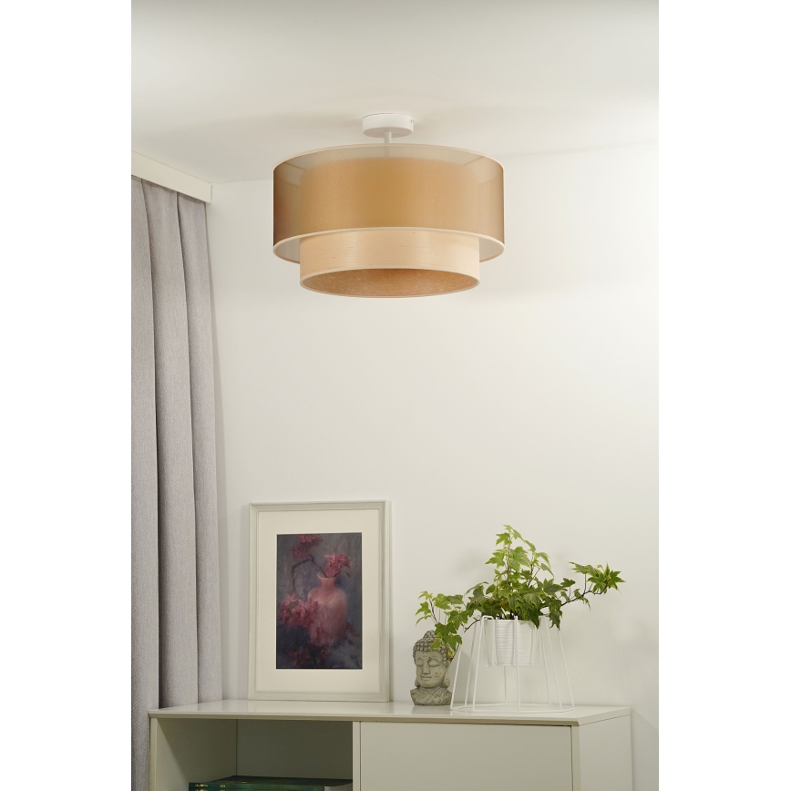 Duolla - Surface-mounted chandelier WOOD BOHO 1xE27/15W/230V d. 45 cm copper/beige