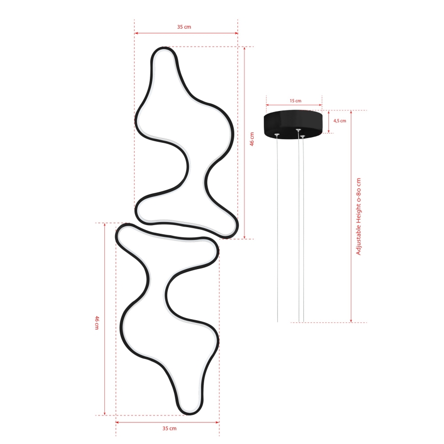 DUPLE ARTISAN LED Cable-Suspended Chandelier 80 W 230 V 6500 K Black