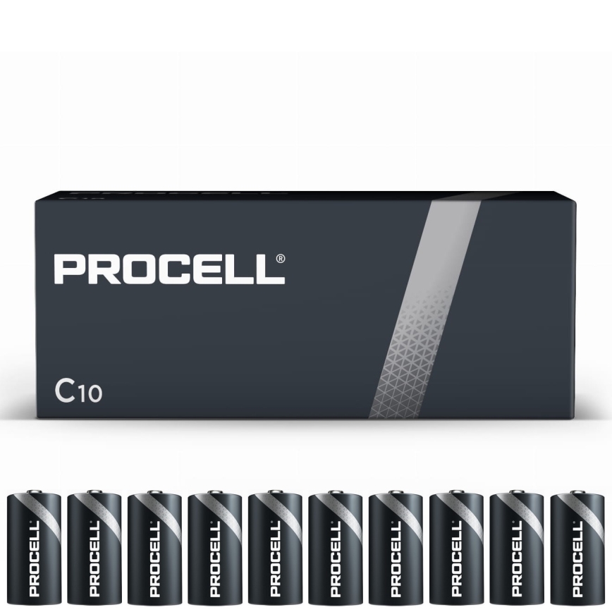 Duracell - 10 pcs Alkaline battery Procell Industrial LR14/C 1,5V 9038 mAh