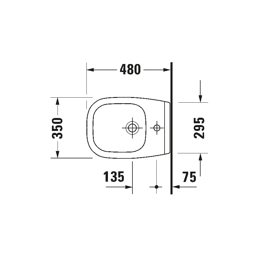 Duravit 22371500002 - D-CODE wall-mounted bidet, ceramic, glossy white