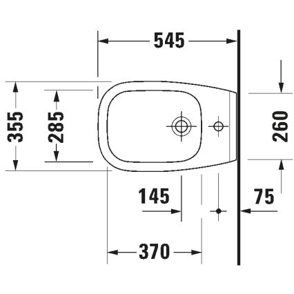 Duravit 22571500002 - D-CODE wall-hung bidet, ceramic, glossy white